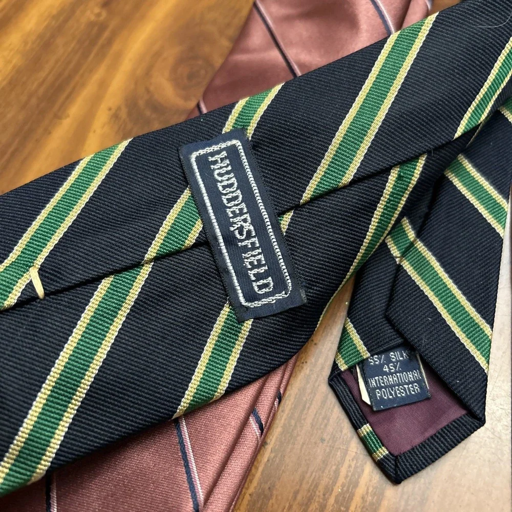 Lot 10 Vintage Necktie 3 Inch Blue Brown Mauve Pink Stripes